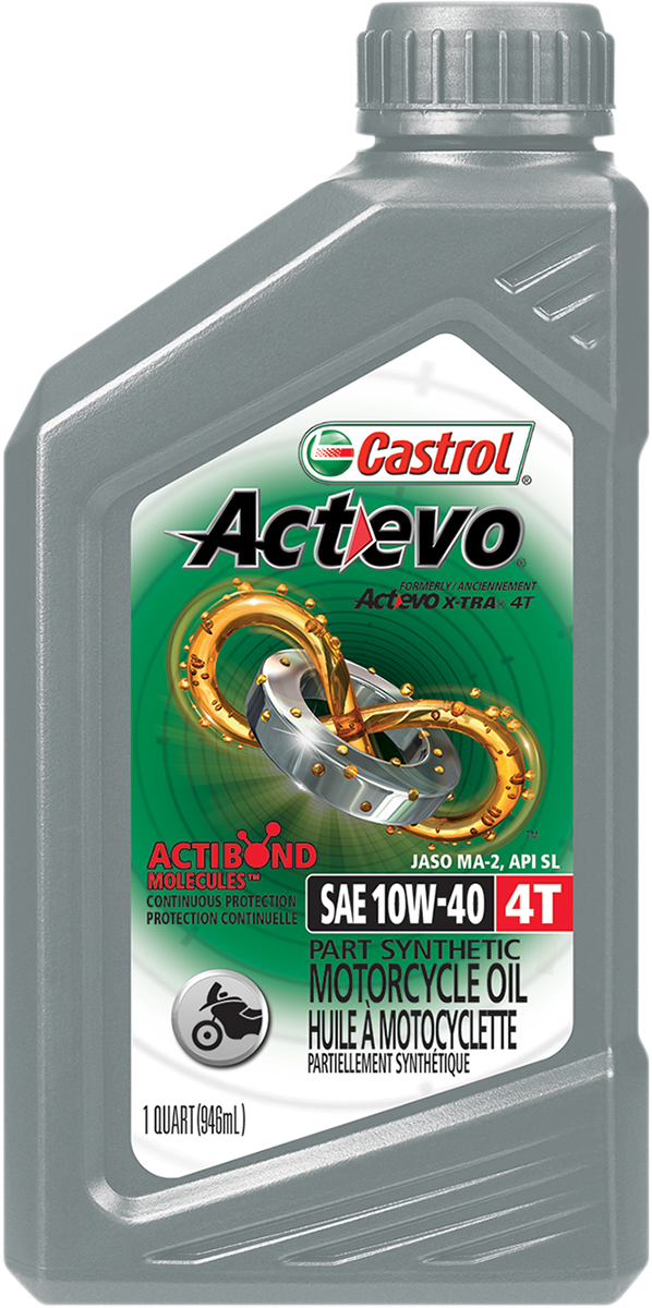 CASTROL Act Evo? Semi-Synthetic 4T Engine Oil - 10W-40 - 1 U.S. quart 15D7D2
