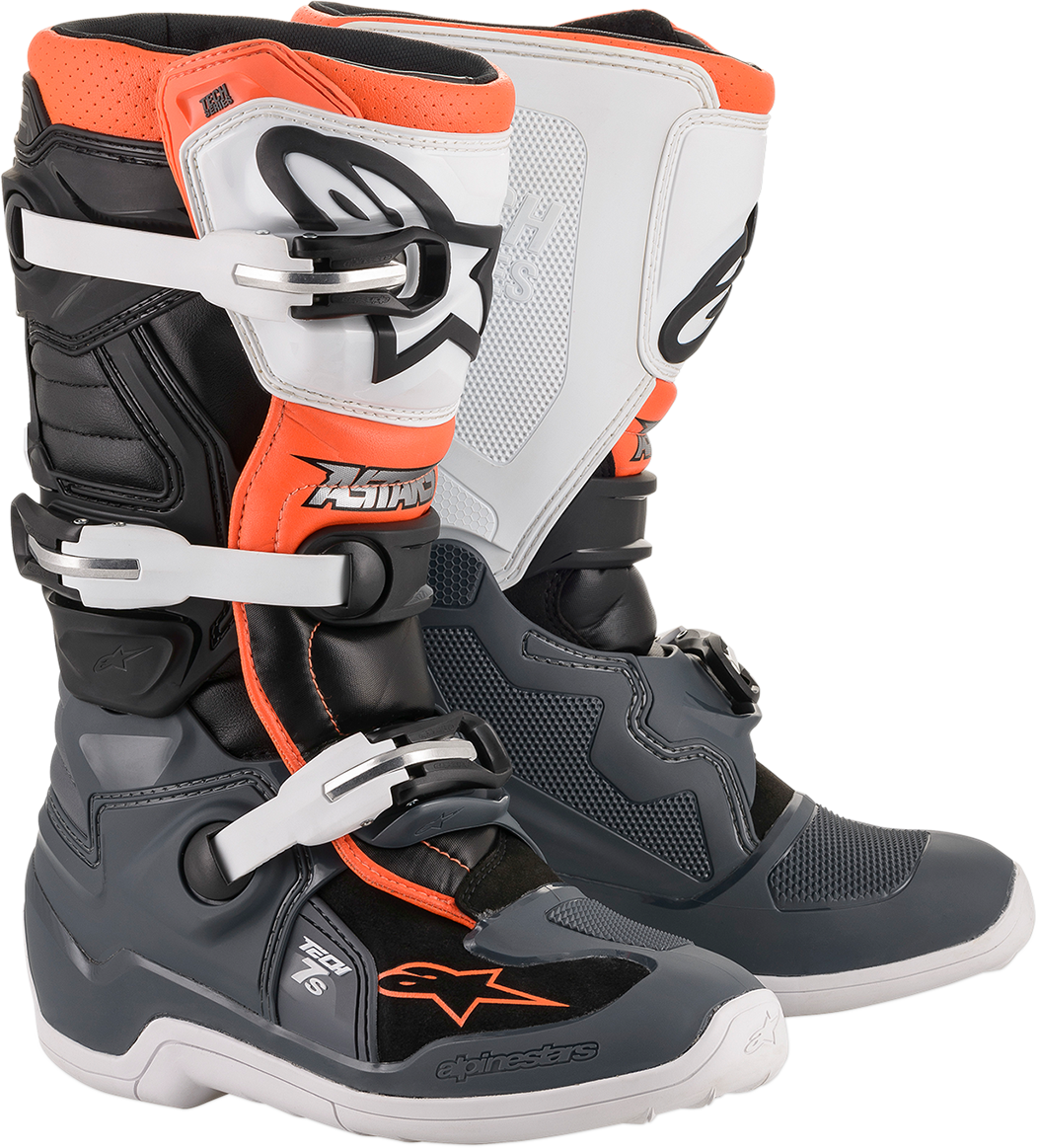 Alpinestars Tech 7S Boot - Black/Gray/White/Orange Fluorescent - US 6