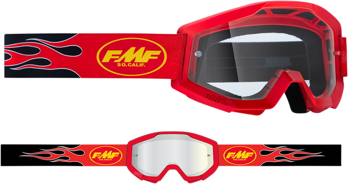 FMF Youth PowerCore Goggles - Flame - Red - Clear F-50054-00004