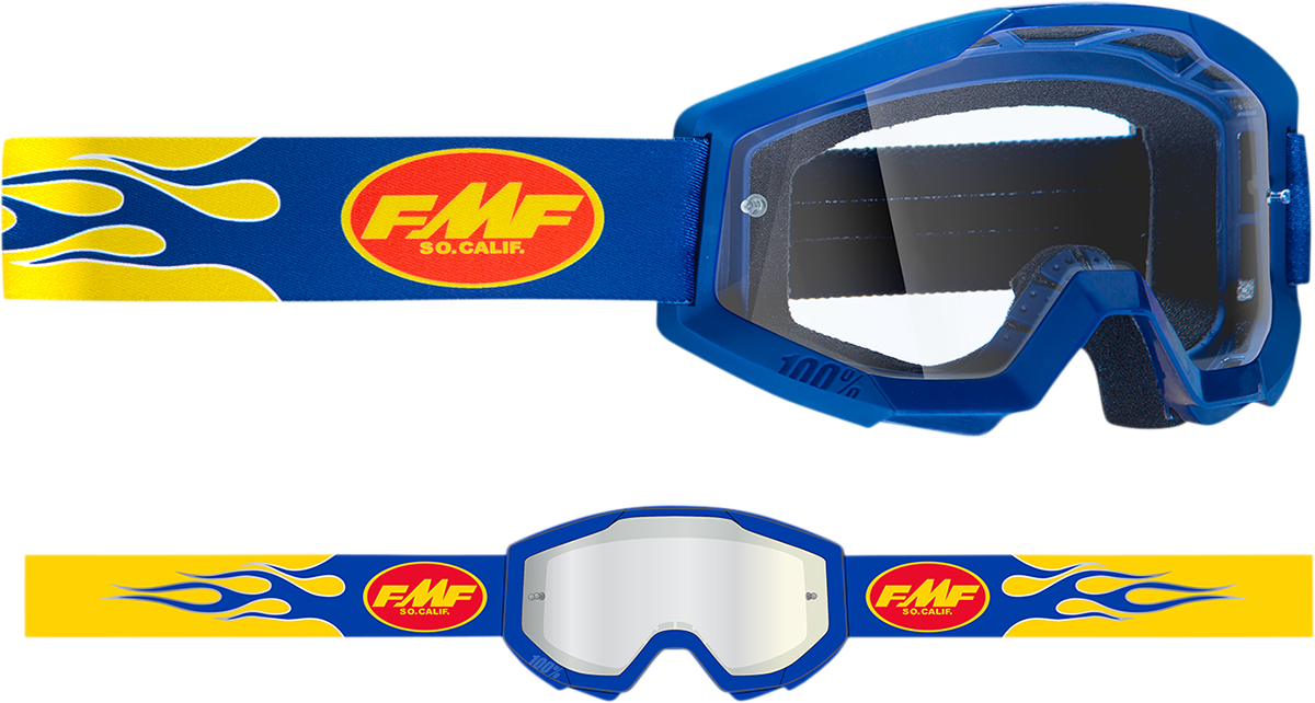 FMF PowerCore Goggles - Flame - Navy - Clear F-50050-00007