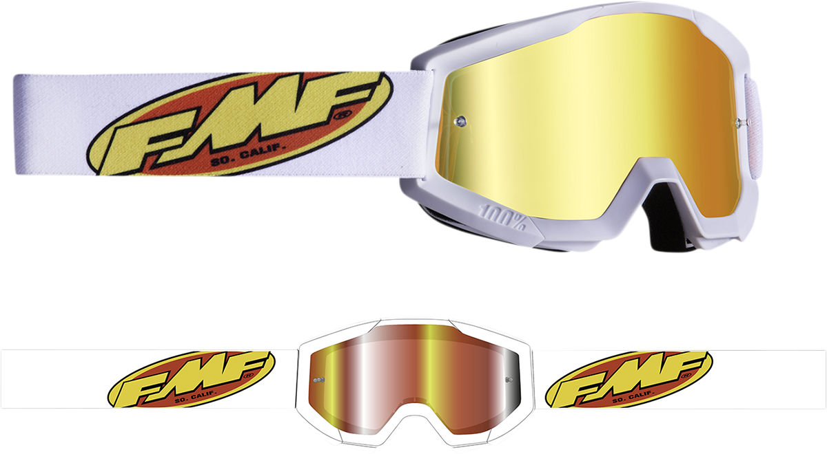 FMF Youth PowerCore Goggles - Core - White - Red Mirror F-50055-00006