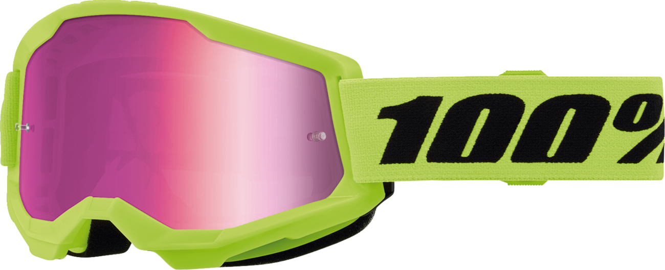 100% Strata 2 Junior Goggle - Neon Yellow - Pink Mirror 50032-00010