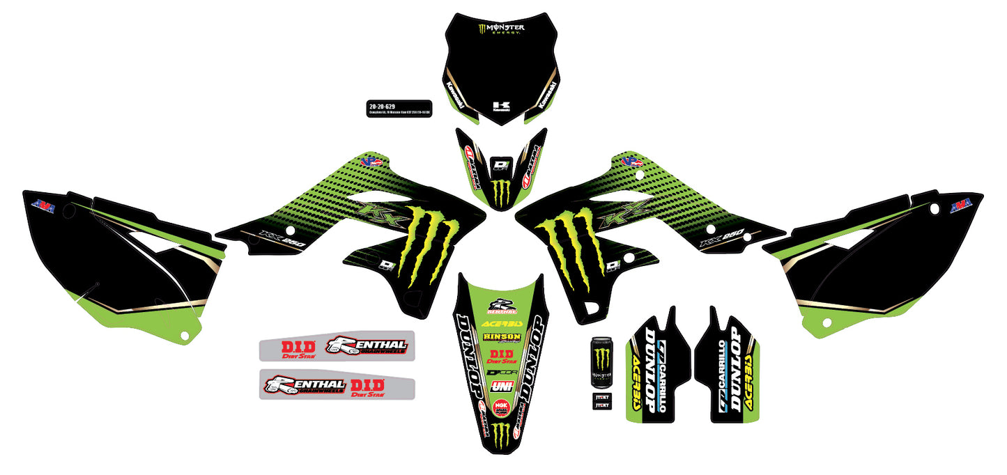 Complete Kit 19 Monster Kaw Kxf 250 Black Bg