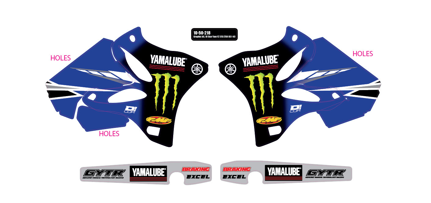 2018 Star Yamaha Yz 125/250 '02 14 Graphic Kit