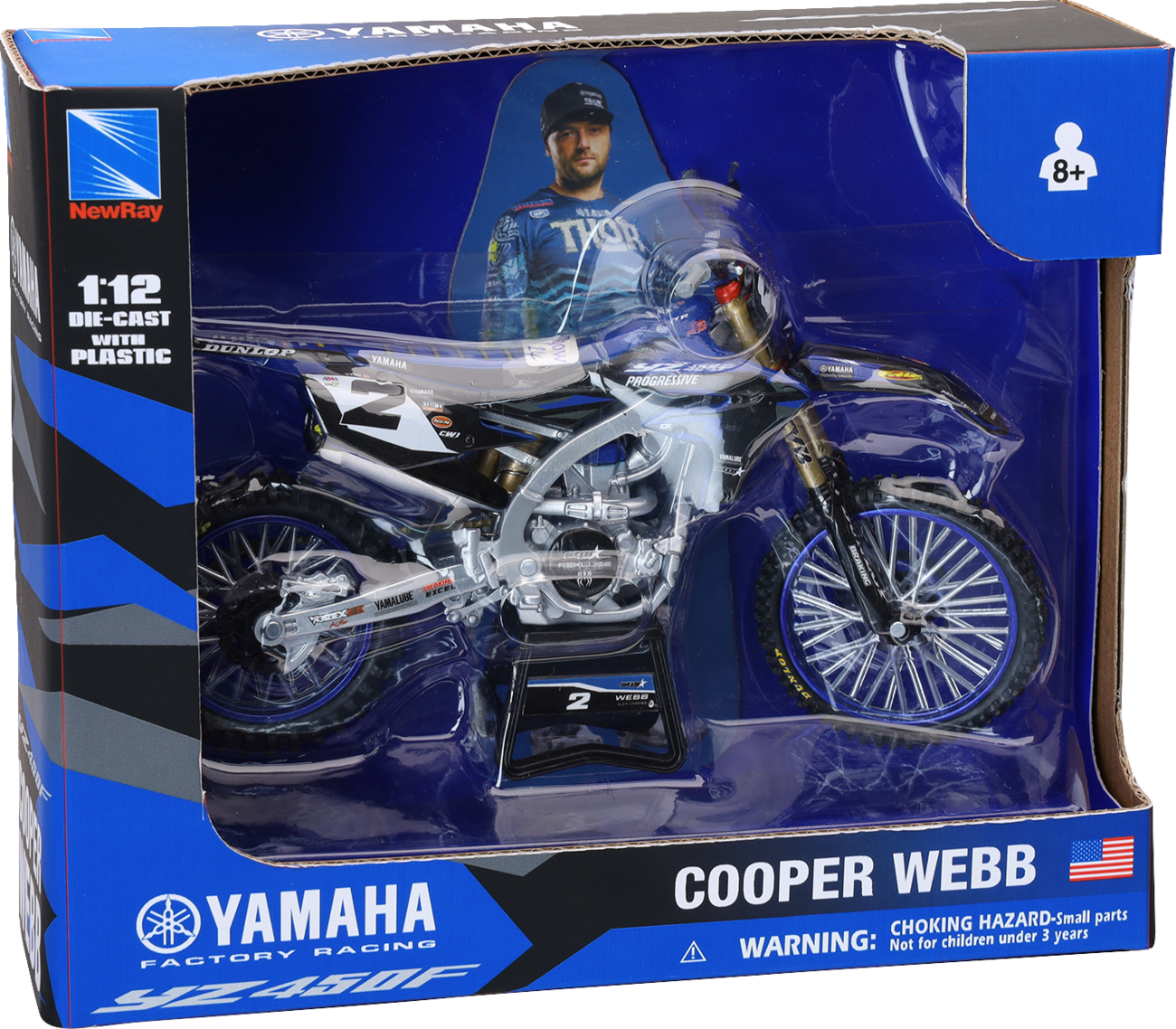 NEW RAY TOYS Yamaha YZ450F Dirt Bike - 1:12 Scale - Cooper Webb #2 58483