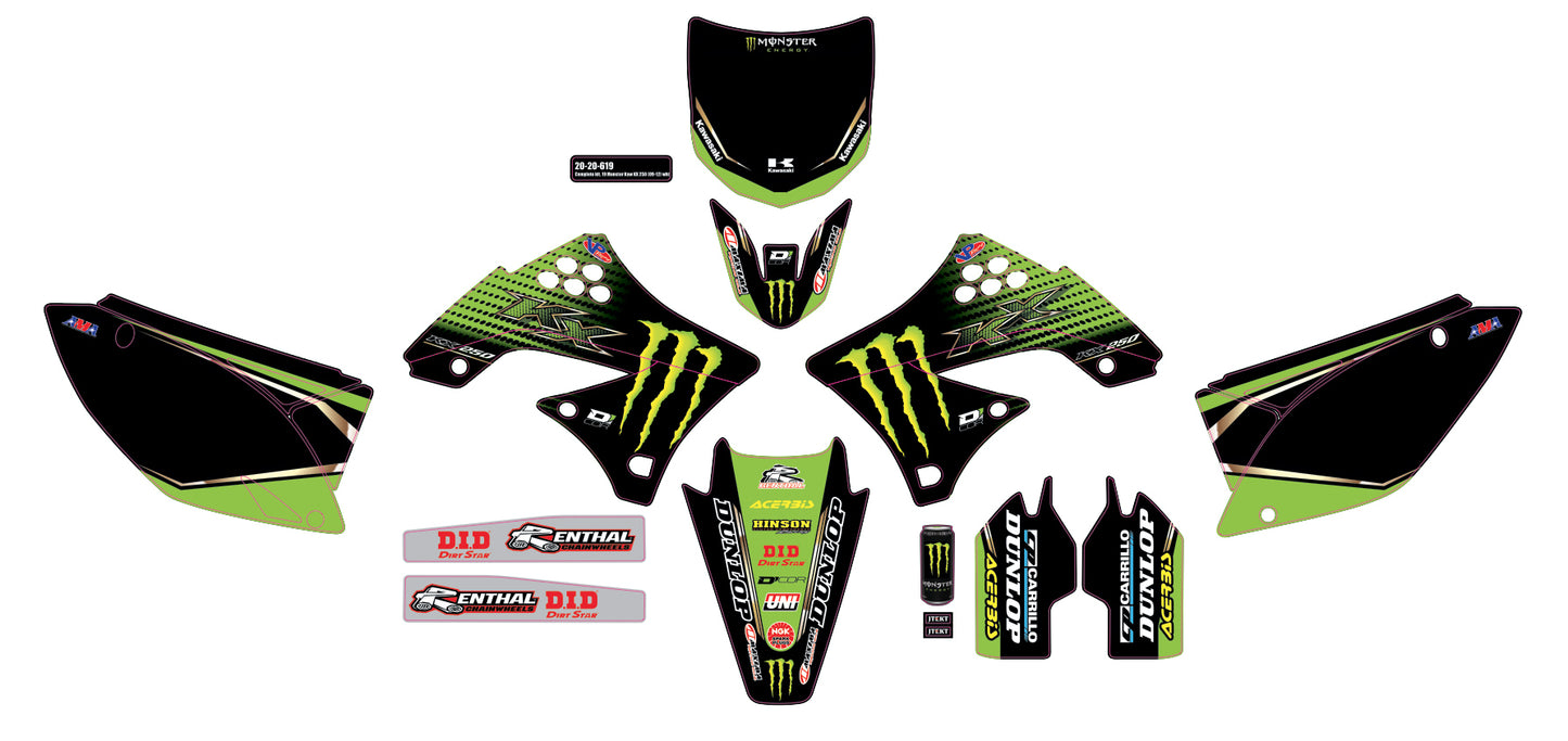 Complete Kit 19 Monster Kaw Kxf 250 Black Bg