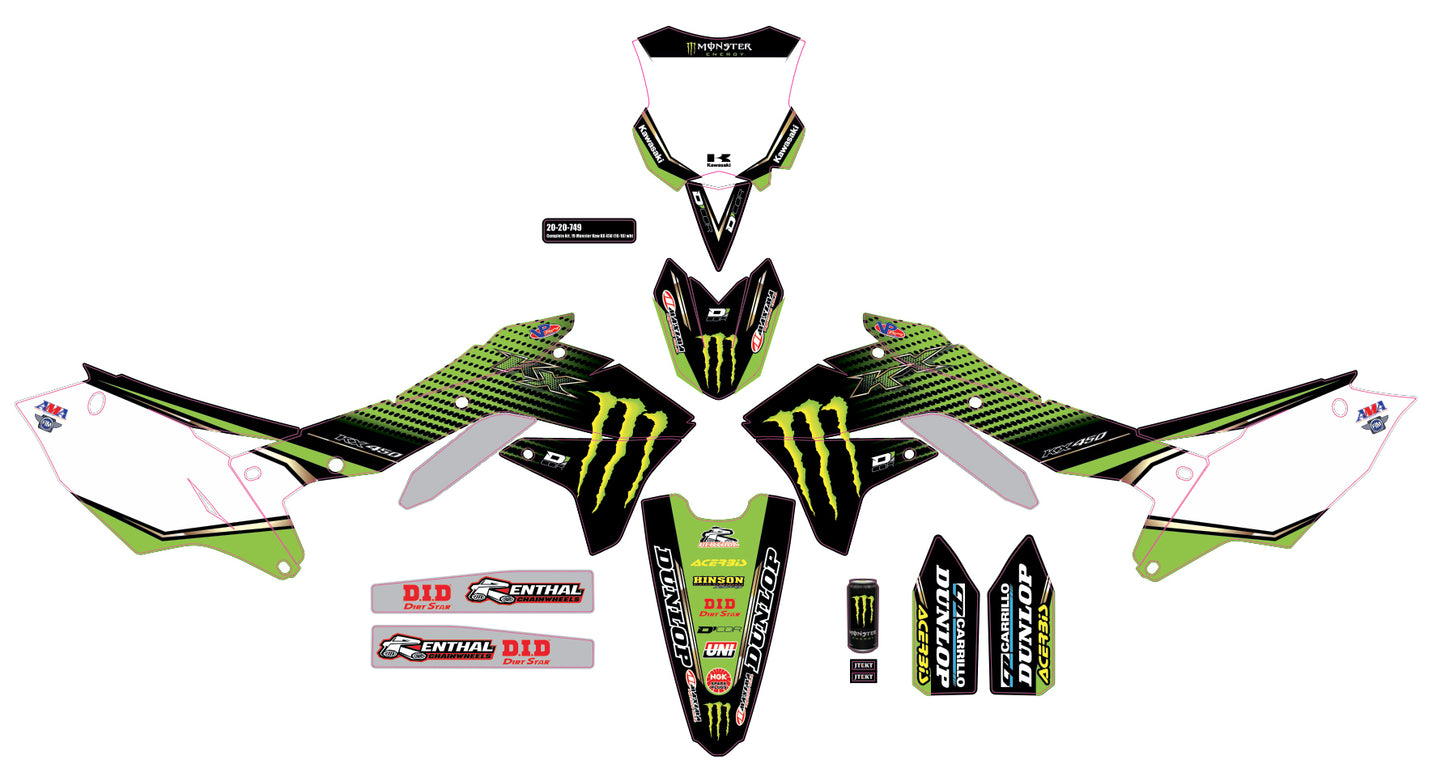Complete Kit 19 Monster Kaw Kxf 450 White Bg