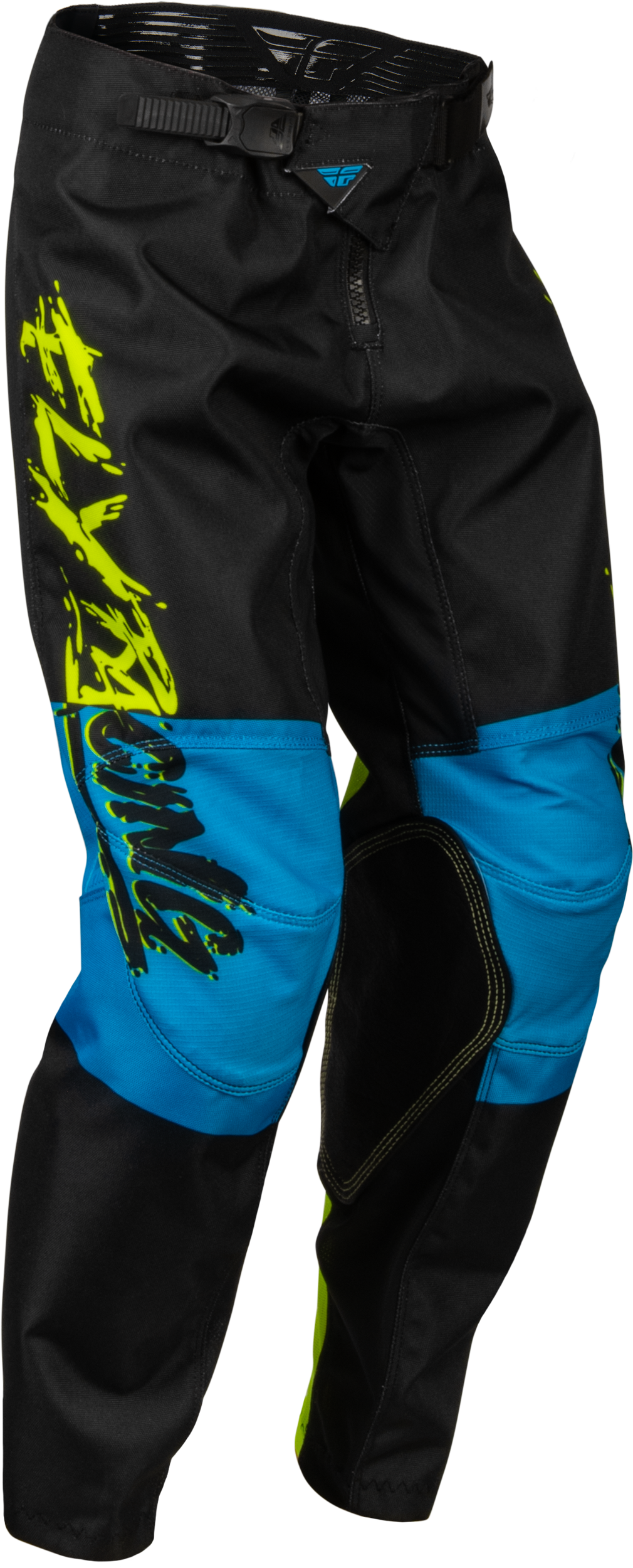 Youth Kinetic Khaos Pants Hi Vis/Black/Cyan Sz 22