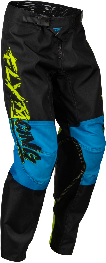 Youth Kinetic Khaos Pants Hi Vis/Black/Cyan Sz 22