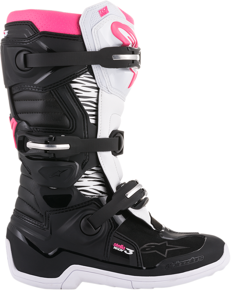 ALPINESTARS Stella Tech 3 Boots - Black/White/Pink - US 8 / EU 39 2013218-130-8