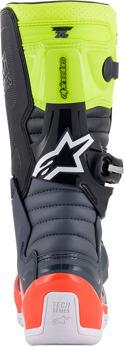 ALPINESTARS Youth Tech 7S Boots - Black/Gray/Red/White/Yellow - US 7 / EU 40.5 2015017-9058-7