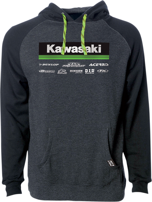 FACTORY EFFEX Kawasaki 21 Racewear Hoodie - Charcoal/Black - Large 24-88124