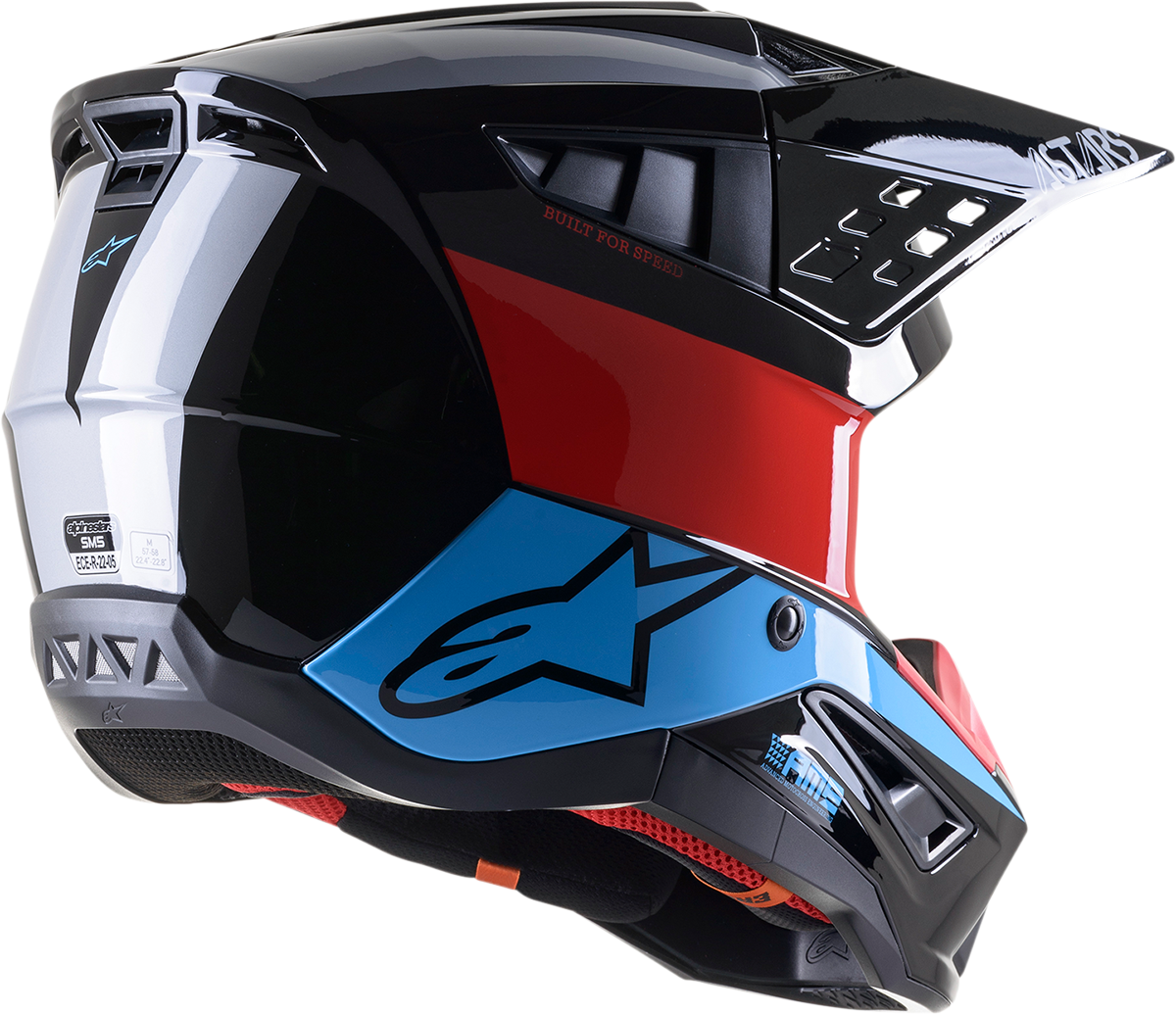 ALPINESTARS SM5 Helmet - Bond - Black/Red/Cyan - Medium 8303522-1377-MD