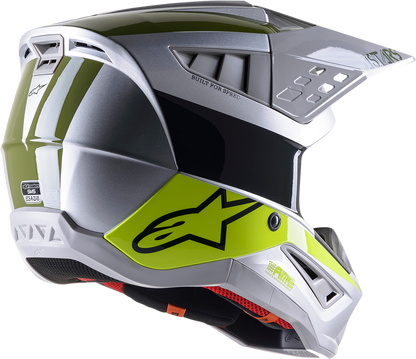 ALPINESTARS SM5 Helmet - Bond - Silver/Yellow/Green - Medium 8303522-1956-MD