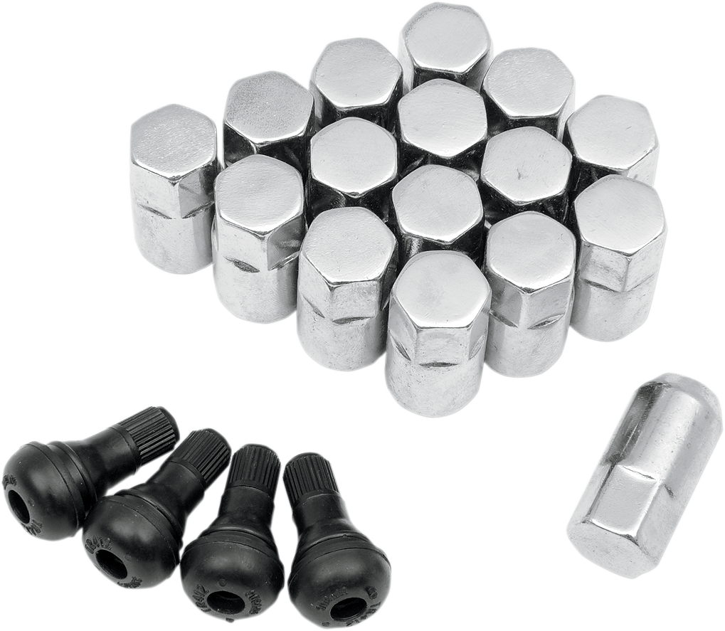 MOOSE OFFROAD Lug Nuts with Valve Stems - 3/8"-24 - Chrome - Tapered - 16 Pack SP300MO201