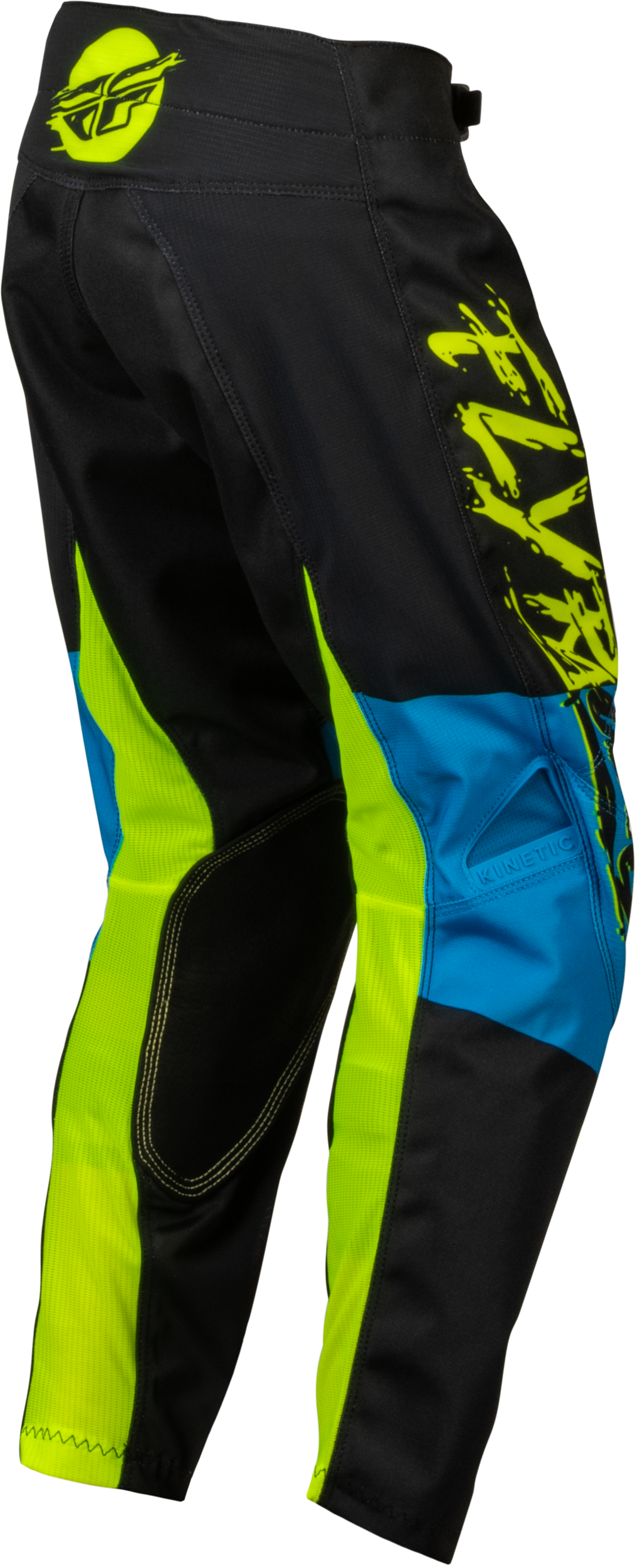 Youth Kinetic Khaos Pants Hi Vis/Black/Cyan Sz 22