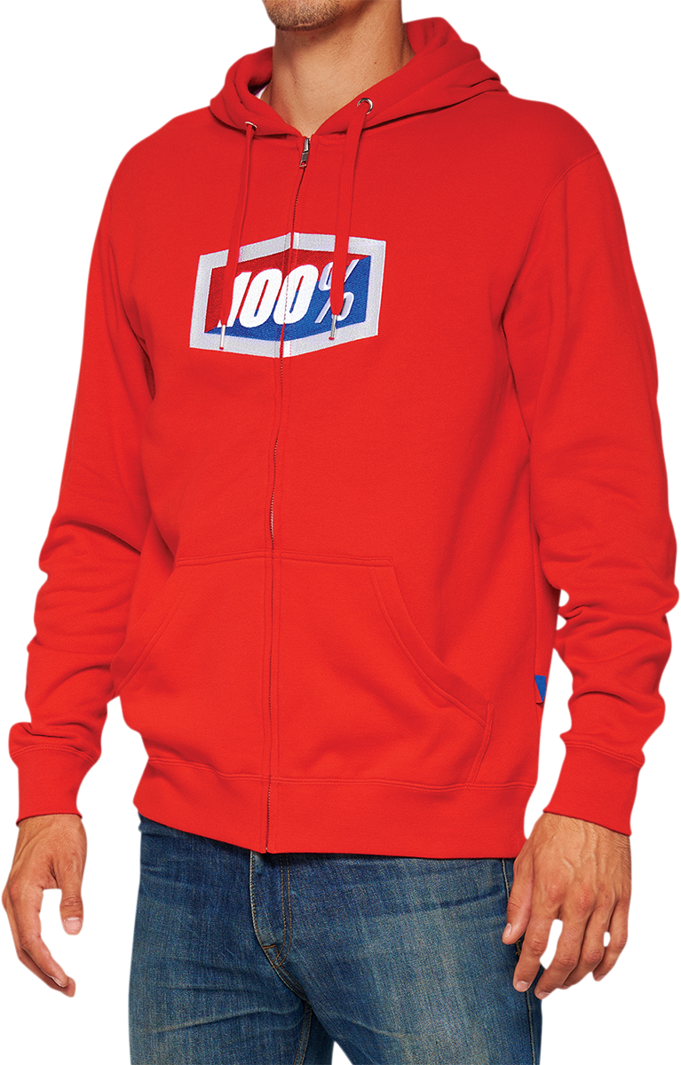 100% Official Fleece Zip-Up Hoodie - Red - Medium 20032-00016