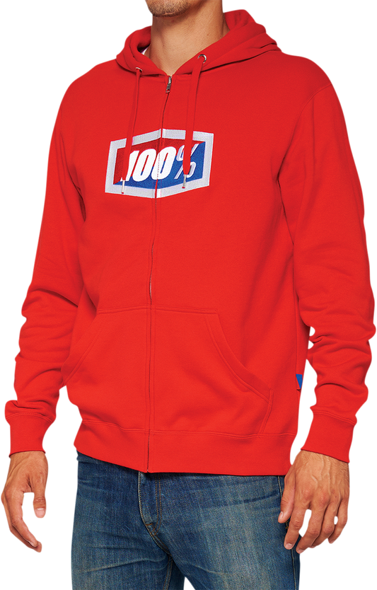 100% Official Fleece Zip-Up Hoodie - Red - Medium 20032-00016