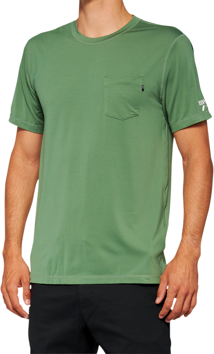 100% Mission Athletic T-Shirt - Olive - XL 20014-00018