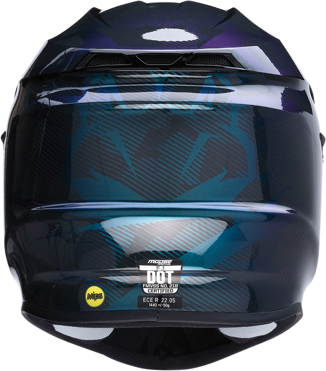 MOOSE OFFROAD F.I. Helmet - Agroid Camo - MIPS? - Iridescent Blue - XS 0110-7752