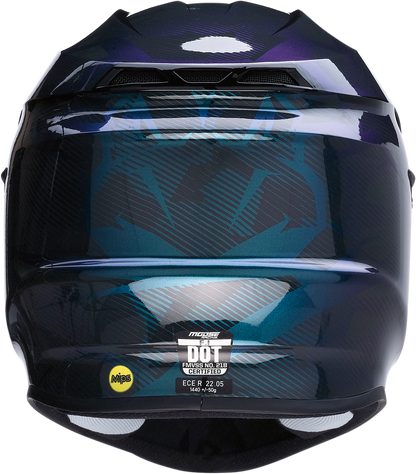 MOOSE OFFROAD F.I. Helmet - Agroid Camo - MIPS? - Iridescent Blue - XS 0110-7752