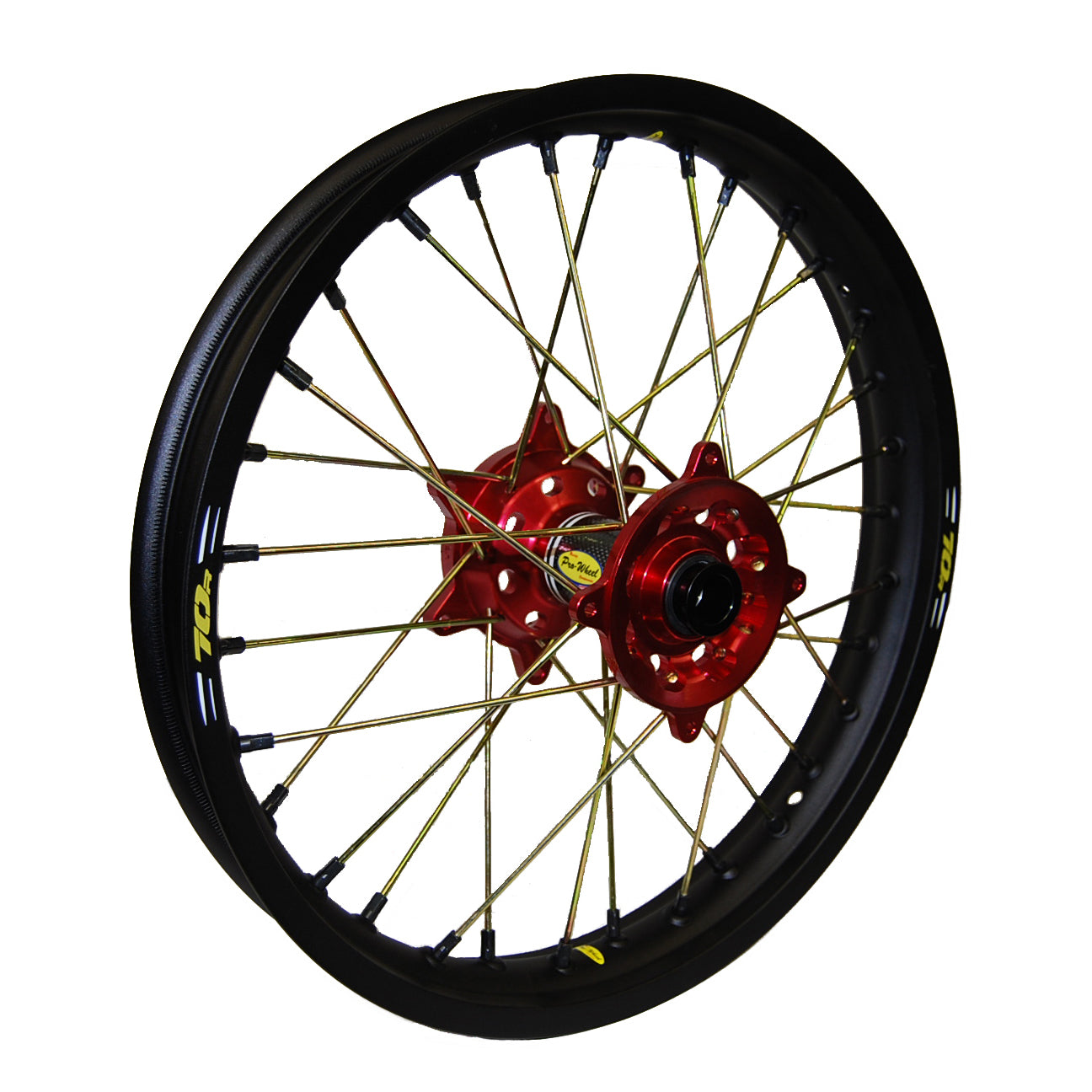 Wheel Rear 2.15x18 Red Hub Blk Rim/Gld Spoke/Blk Nipple