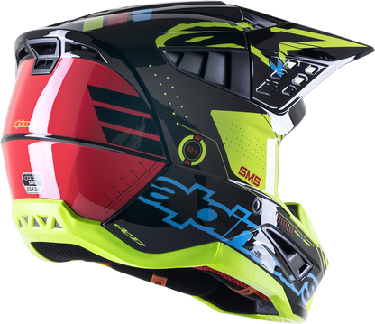 ALPINESTARS SM5 Helmet - Action - Gloss Black/Blue/Fluo Yellow - XL 8306122-1757-XL