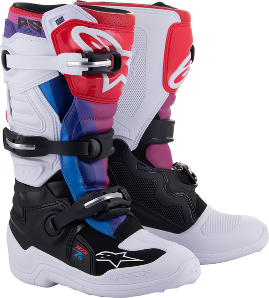 ALPINESTARS Youth Tech 7S Boots - White/Black/Rainbow - US 2 / EU 34 2015017-289-2
