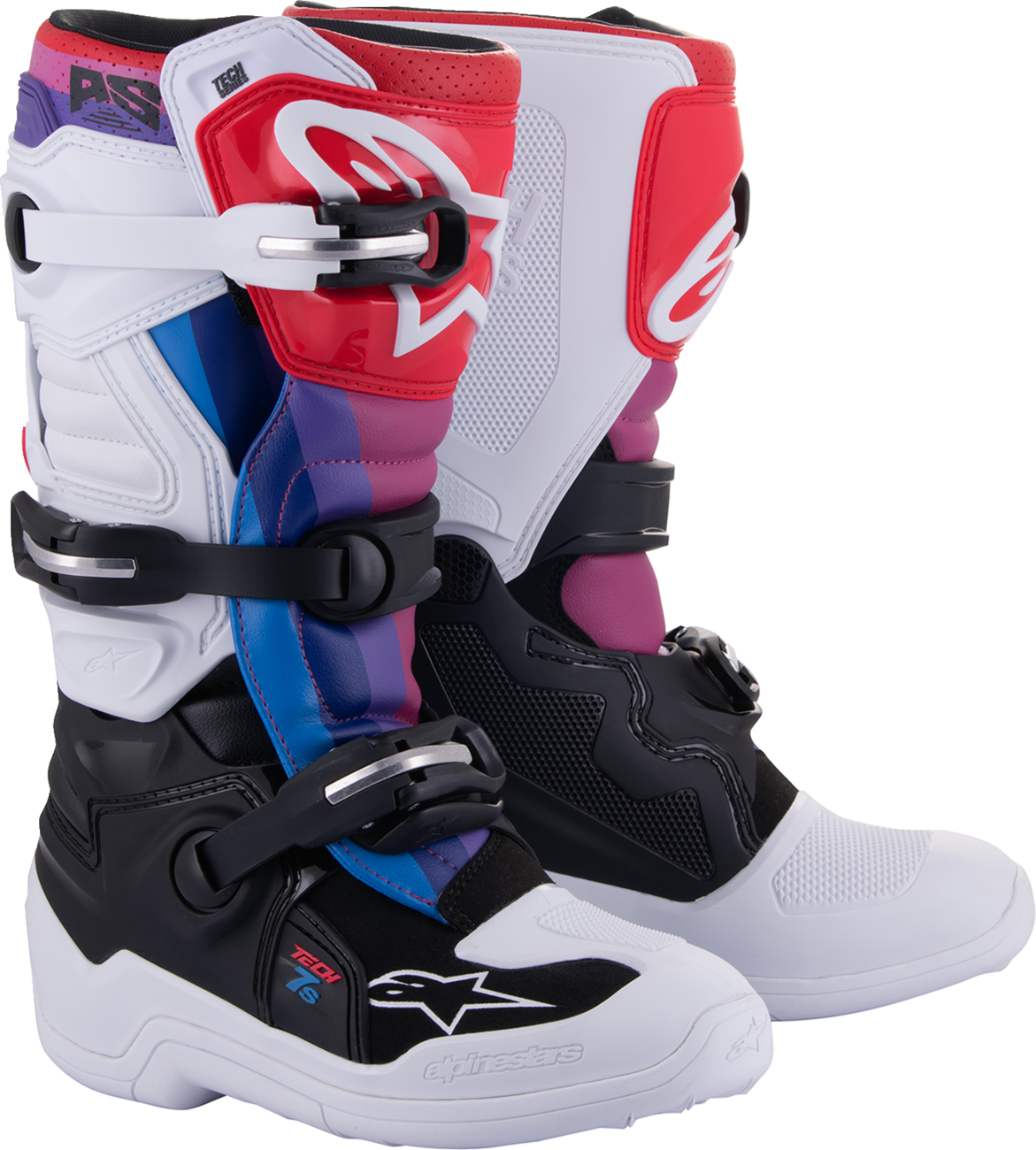 ALPINESTARS Youth Tech 7S Boots - White/Black/Rainbow - US 3