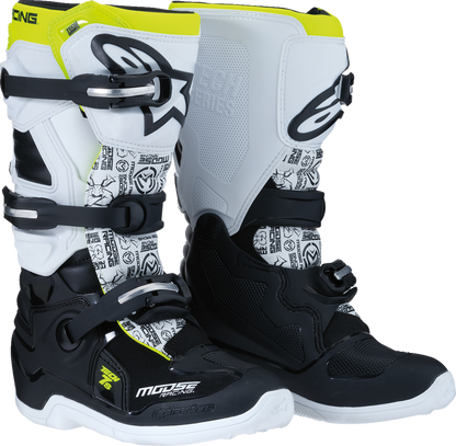 MOOSE OFFROAD Youth Tech 7S Boots - Black/White/Yellow - US 6 0215024-125-6
