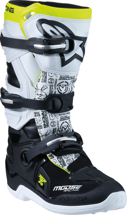 MOOSE OFFROAD Youth Tech 7S Boots - Black/White/Yellow - US 5 0215024-125-5