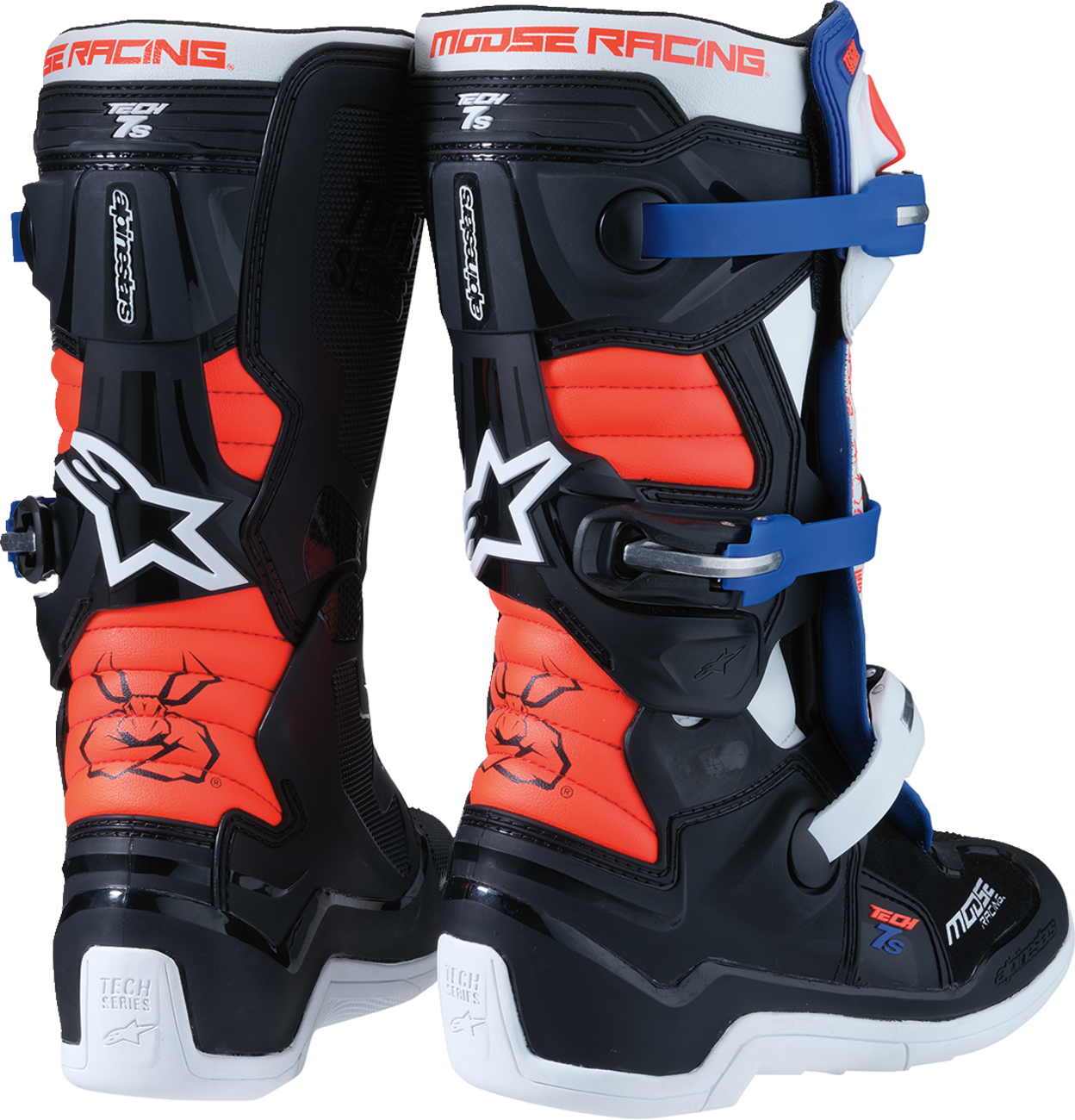 MOOSE OFFROAD Youth Tech 7S Boots - Black/White/Red/Blue - US 6 0215024-1297-6