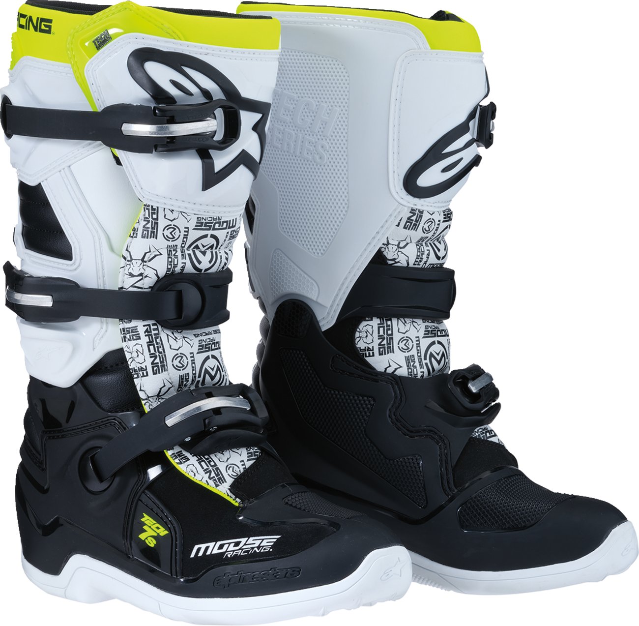 MOOSE OFFROAD Youth Tech 7S Boots - Black/White/Yellow - US 8 0215024-125-8