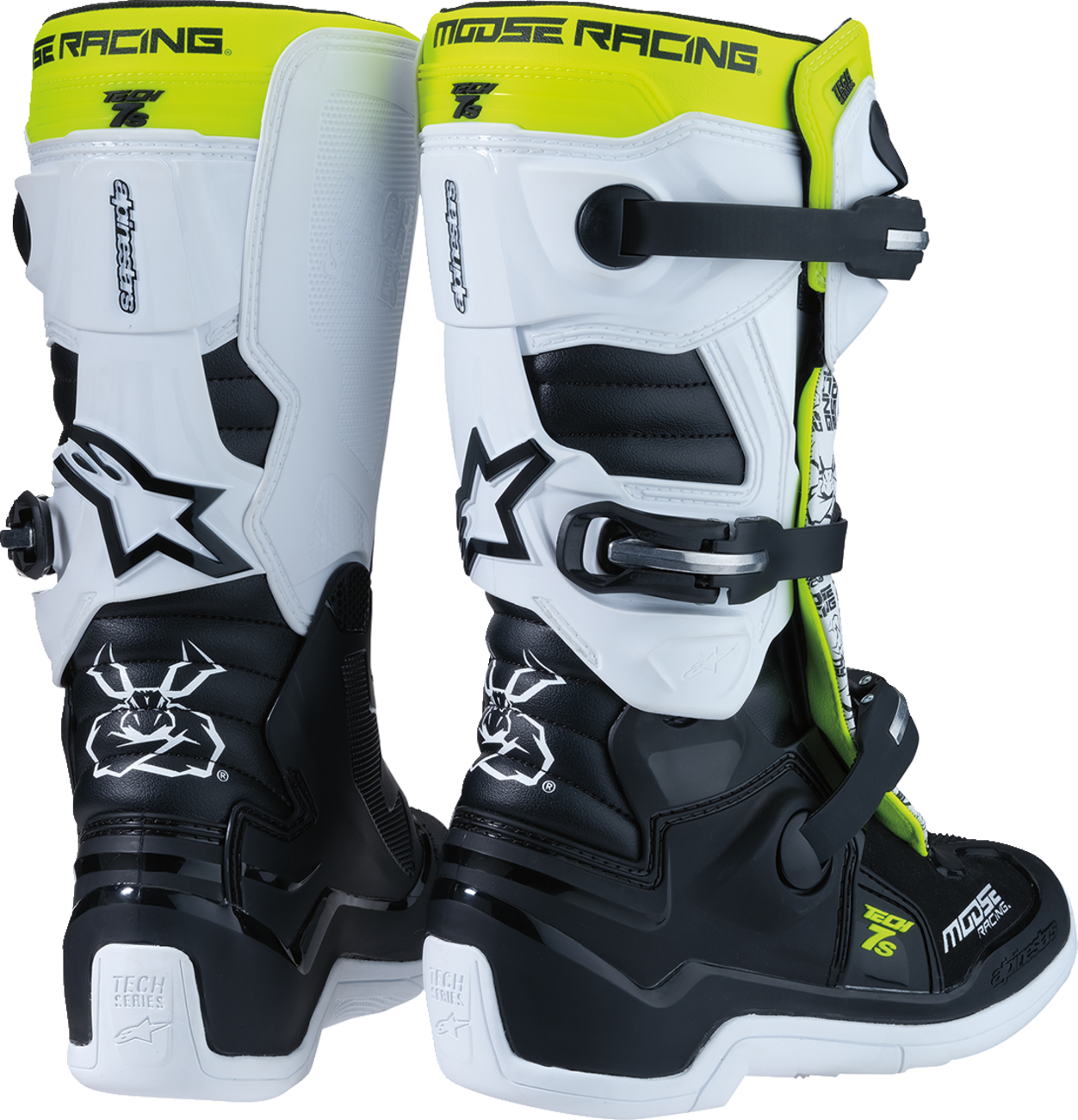 MOOSE OFFROAD Youth Tech 7S Boots - Black/White/Yellow - US 5 0215024-125-5
