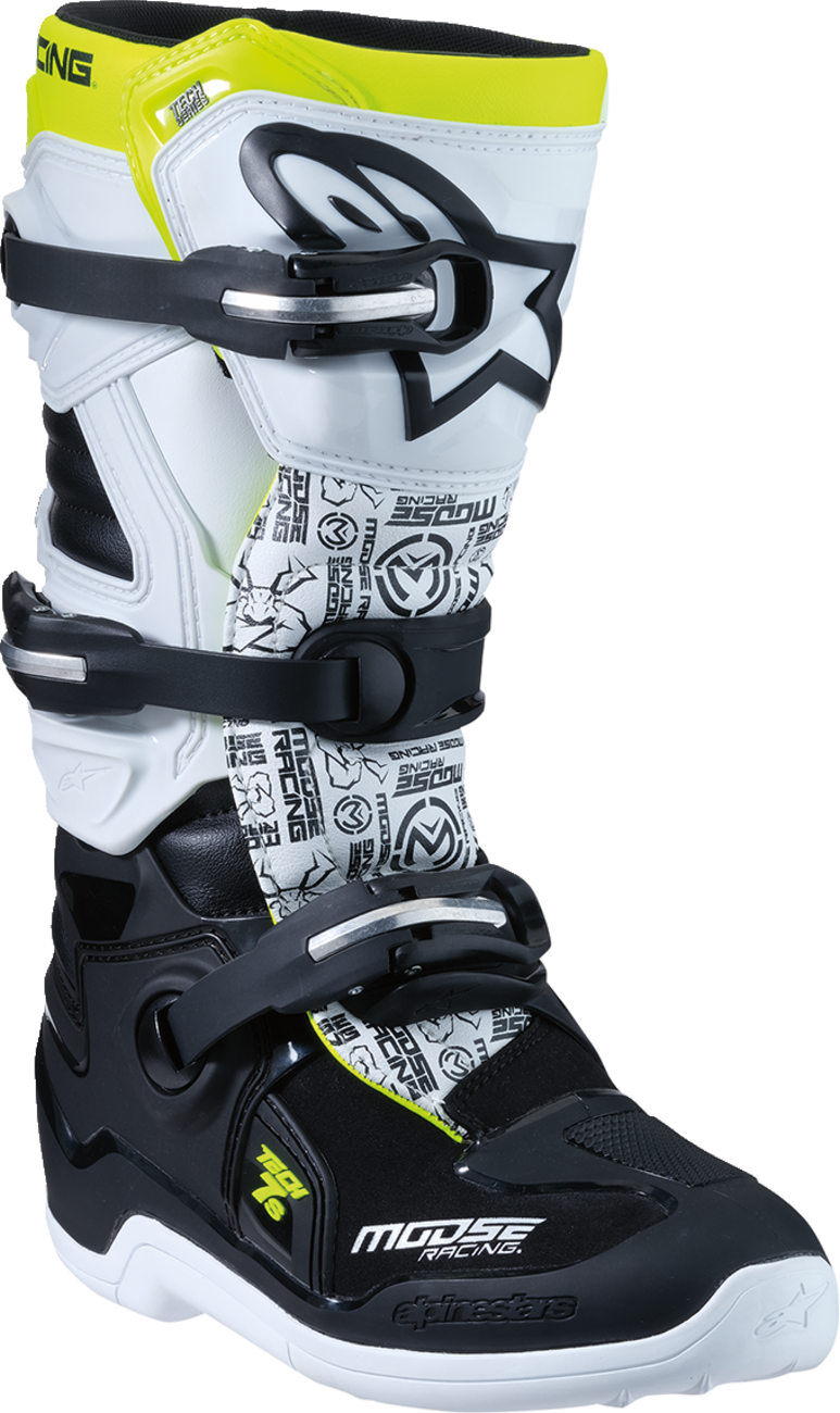 MOOSE OFFROAD Youth Tech 7S Boots - Black/White/Yellow - US 8 0215024-125-8