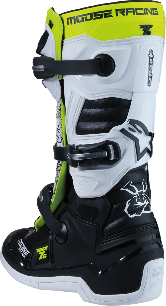 MOOSE OFFROAD Youth Tech 7S Boots - Black/White/Yellow - US 8 0215024-125-8