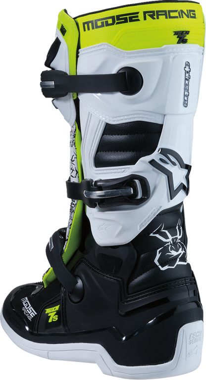 MOOSE OFFROAD Youth Tech 7S Boots - Black/White/Yellow - US 8 0215024-125-8