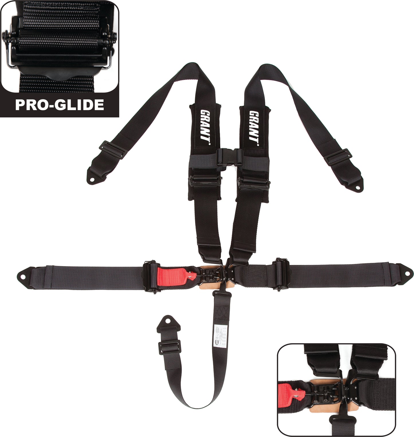 5 Point Safety Harness W/Pads Black 3" Straps