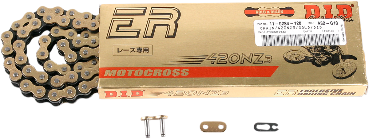 DID 420 NZ3 - High-Performance Motorcycle Chain - 120 Links - Gold 420NZ3G120RB