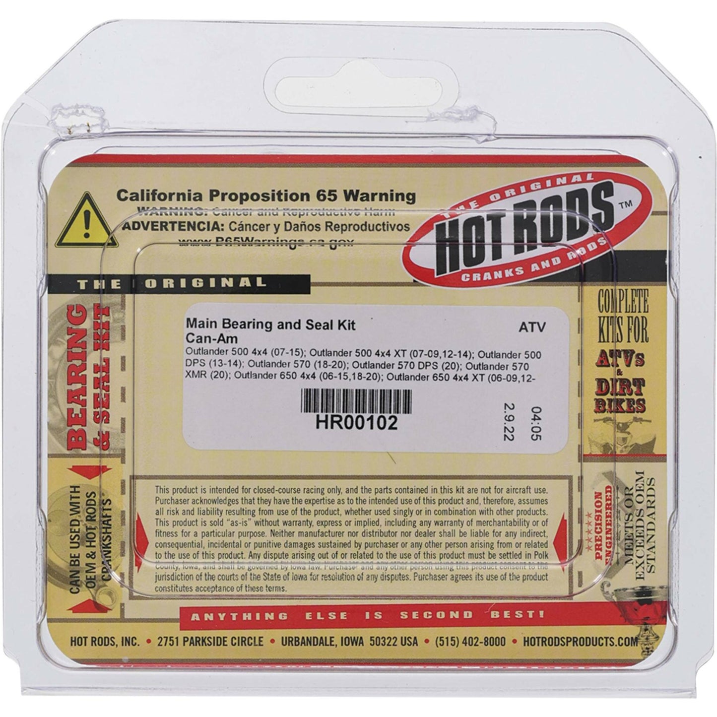 Main Bearing And Seal Kit Can