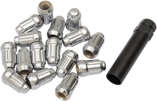 ITP Lug Nuts - 60? Tapered - Chrome - 12 mm x 1.25" - Splined with Key - 16 Pack ALUG21BX