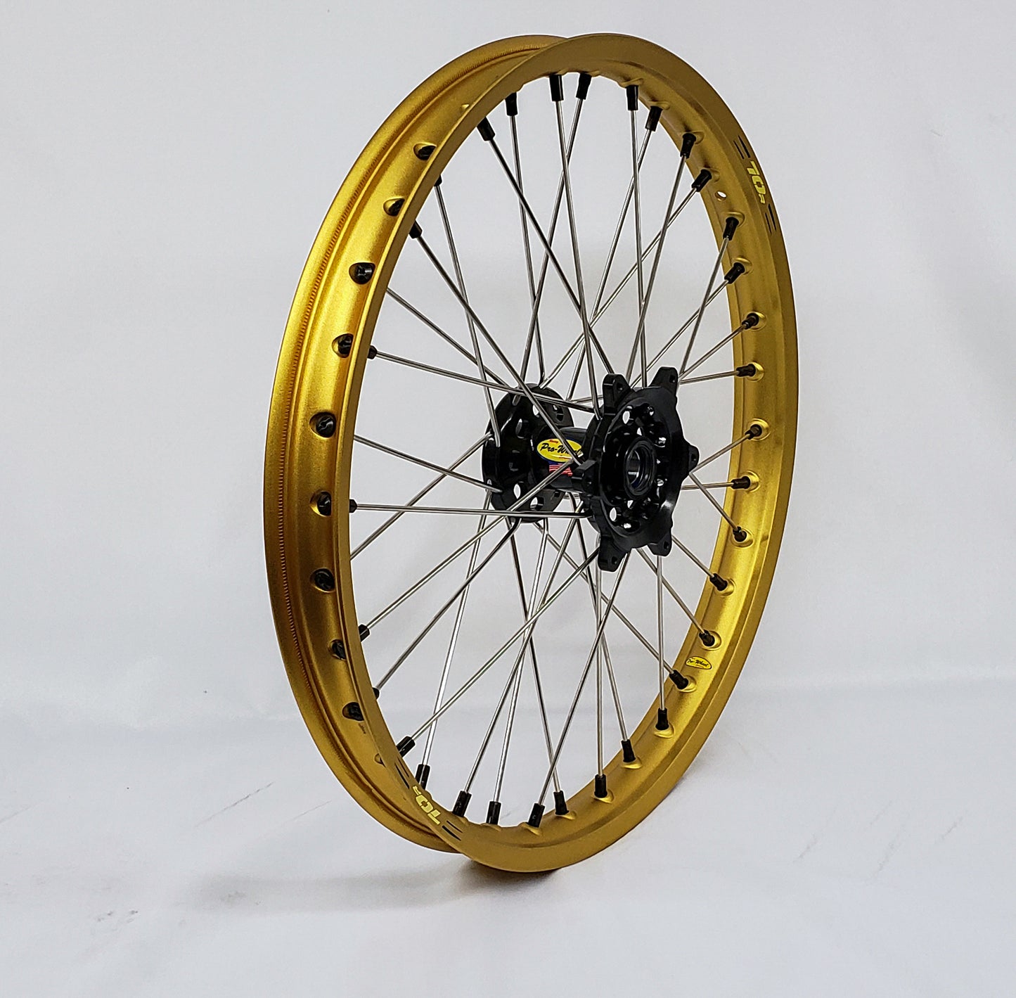 Wheel Front 1.40x17 Black Hub Gld Rim/Sil Spoke/Sil Nipple