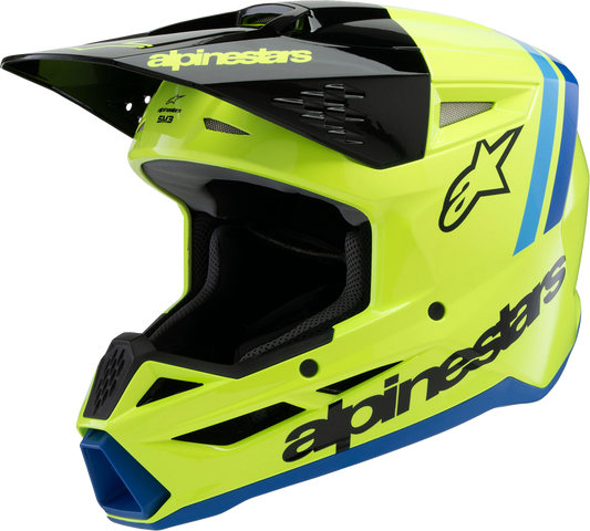 ALPINESTARS Youth SM3 Helmet - Radium - Gloss Yellow Fluo/Black/Blue - Large 8301825-5017-YL