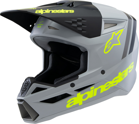 ALPINESTARS Youth SM3 Helmet - Radium - Matte Gray/Black/Yellow Fluo - Medium 8301825-9510-YM