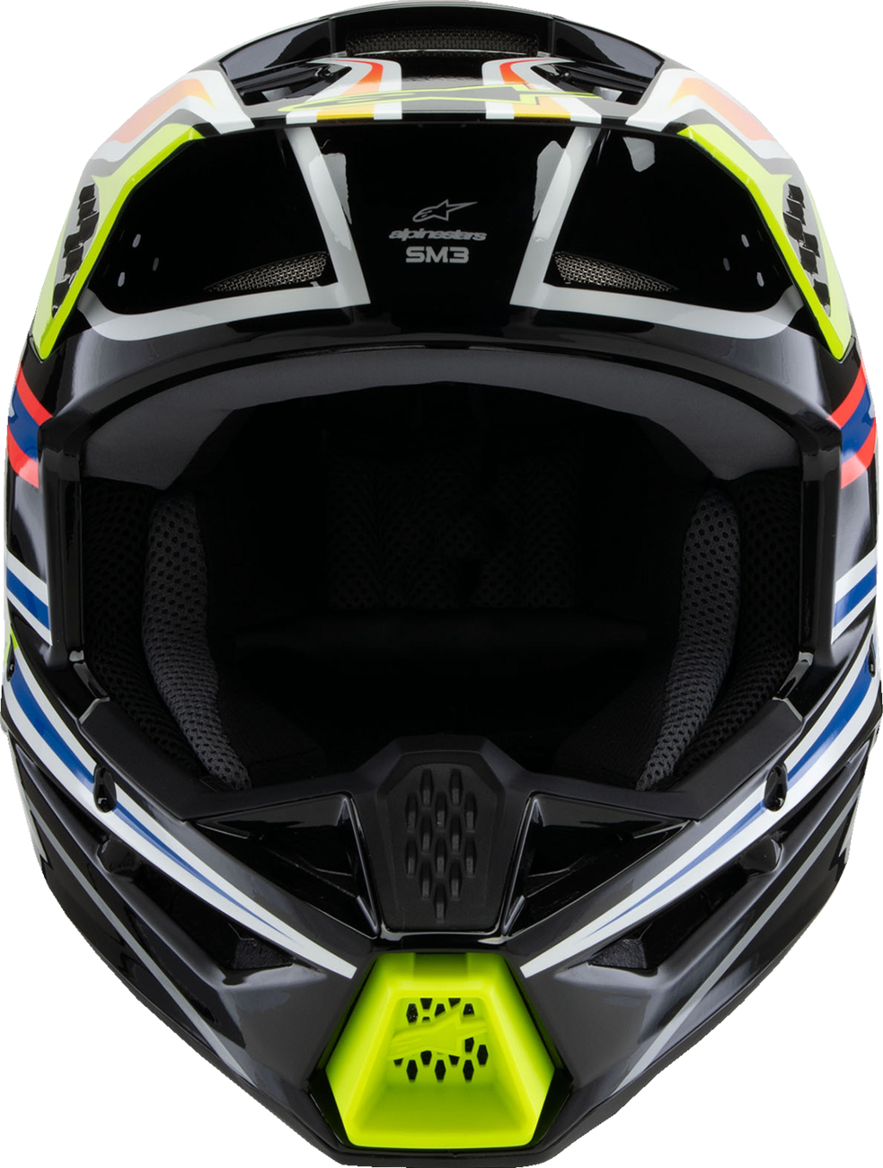 ALPINESTARS Youth SM3 Helmet - Wurx - Gloss Black/Yellow Fluo/Blue/Red Large 8302025-1574-YL