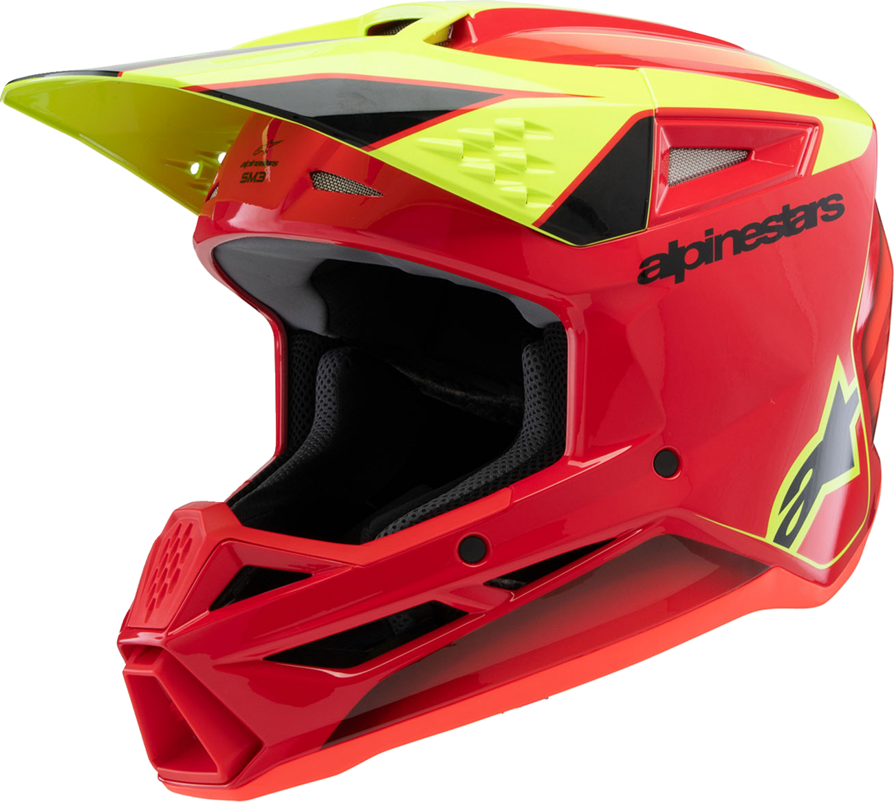 ALPINESTARS Youth SM3 Helmet - Fray - Gloss Red/Yellow Fluo/Black - Medium 8301625-3051-YM