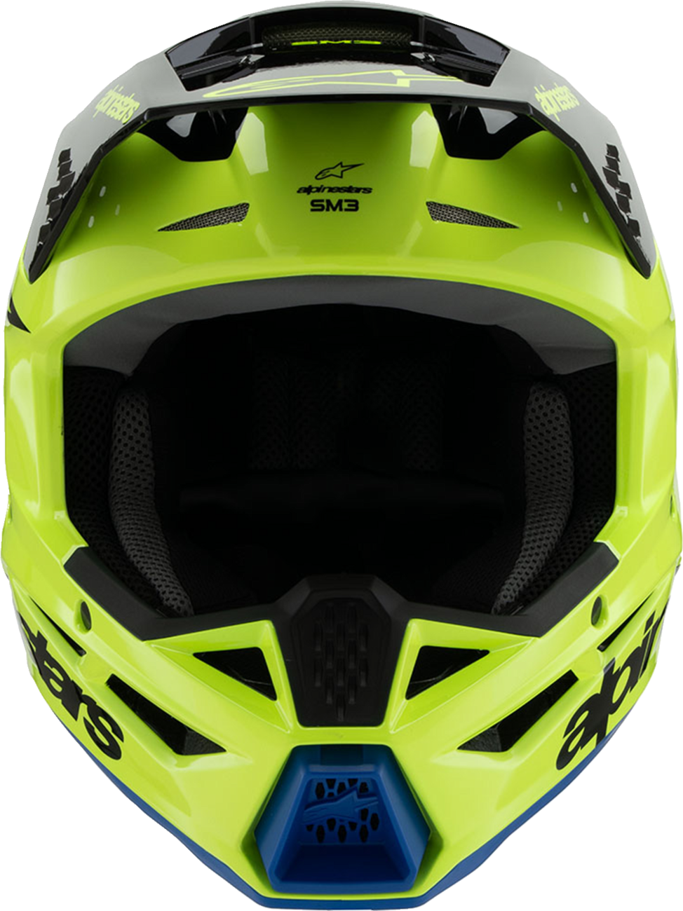 ALPINESTARS Youth SM3 Helmet - Radium - Gloss Yellow Fluo/Black/Blue - Large 8301825-5017-YL