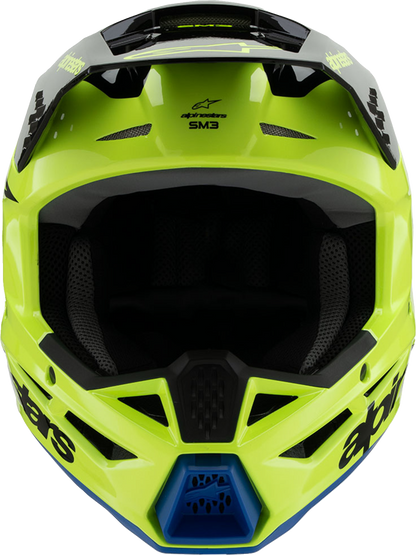 ALPINESTARS Youth SM3 Helmet - Radium - Gloss Yellow Fluo/Black/Blue - Large 8301825-5017-YL