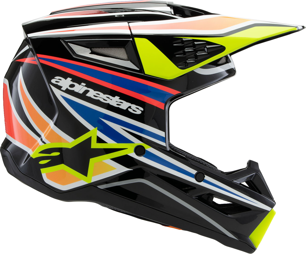 ALPINESTARS Youth SM3 Helmet - Wurx - Gloss Black/Yellow Fluo/Blue/Red Large 8302025-1574-YL