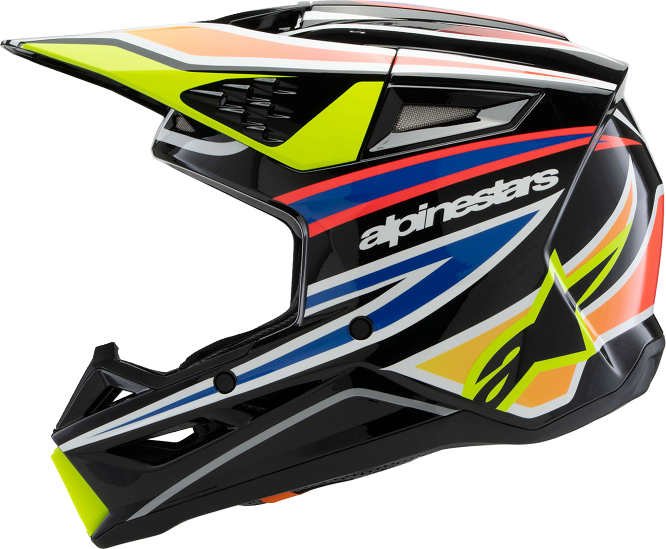 ALPINESTARS Youth SM3 Helmet - Wurx - Gloss Black/Yellow Fluo/Blue/Red Large 8302025-1574-YL